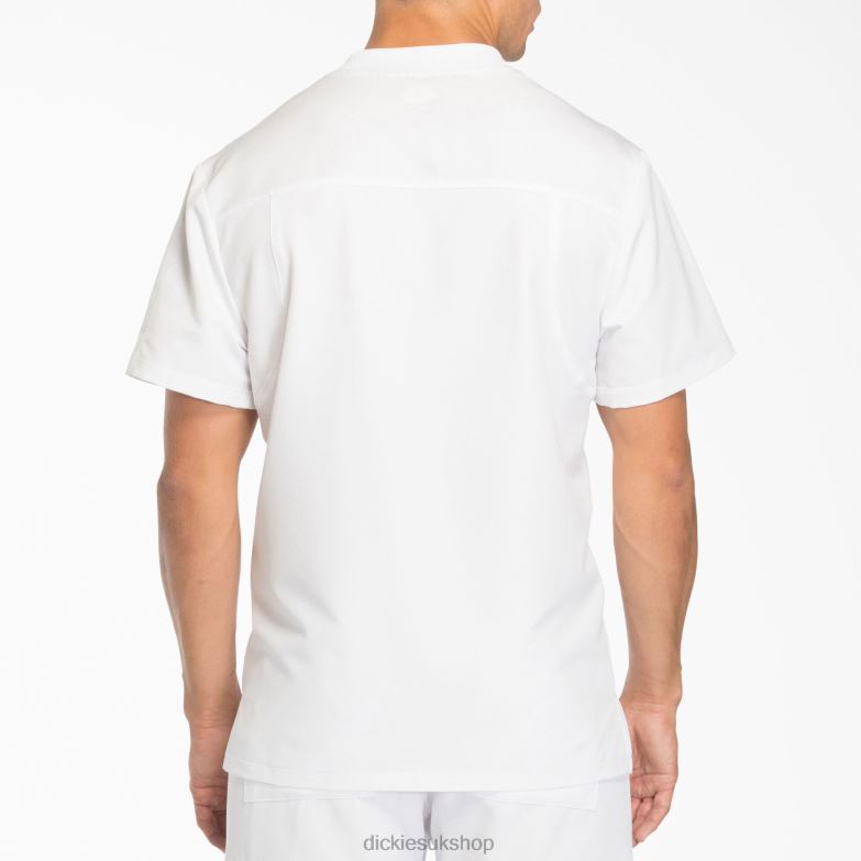 Dynamix V-Neck Scrub Top with Zipper Pocket Men Dickies White (DWH) 88T841249 Apparel