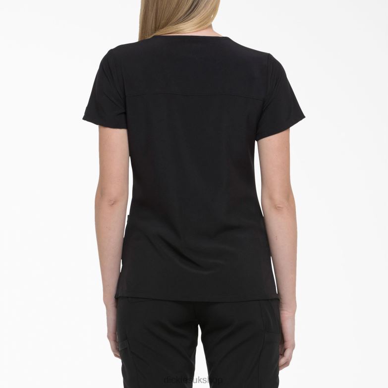 EDS Essentials Mock Wrap Scrub Top Women Dickies Black (BLK) 88T842633 Apparel