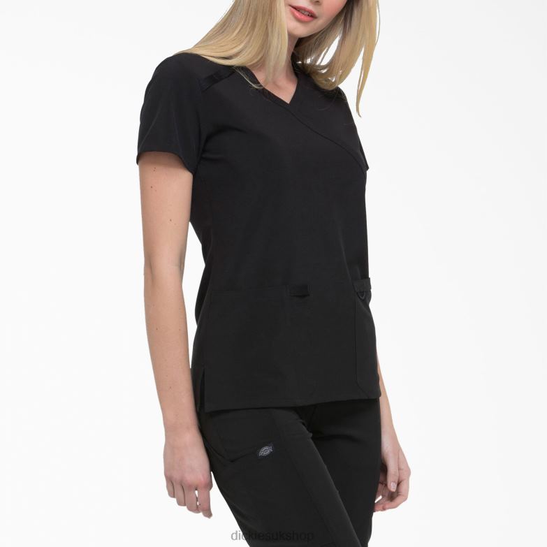 EDS Essentials Mock Wrap Scrub Top Women Dickies Black (BLK) 88T842633 Apparel
