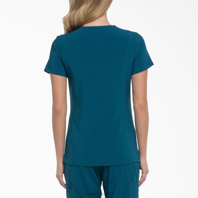 EDS Essentials Mock Wrap Scrub Top Women Dickies Caribbean Blue (CRB) 88T842635 Apparel
