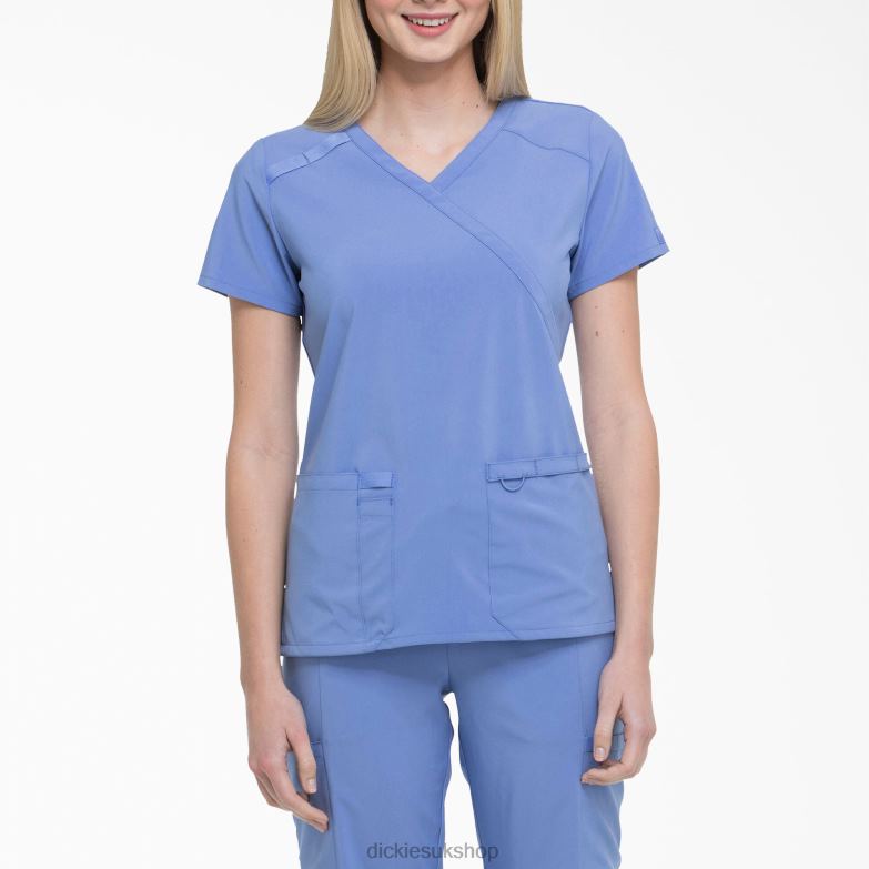 EDS Essentials Mock Wrap Scrub Top Women Dickies Ceil Blue (CBL) 88T842634 Apparel