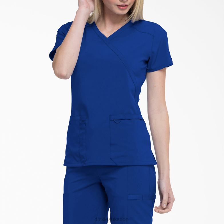 EDS Essentials Mock Wrap Scrub Top Women Dickies Galaxy Blue (GBL) 88T842638 Apparel