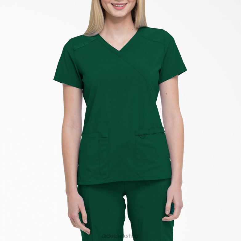 EDS Essentials Mock Wrap Scrub Top Women Dickies Hunter Green (HTR) 88T842639 Apparel