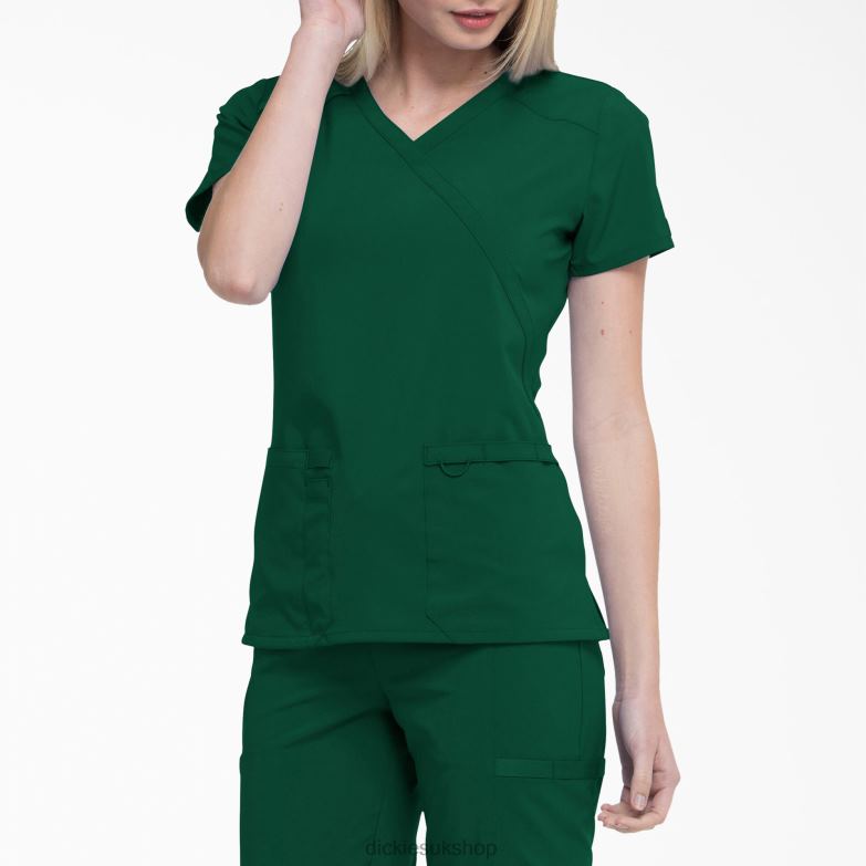 EDS Essentials Mock Wrap Scrub Top Women Dickies Hunter Green (HTR) 88T842639 Apparel