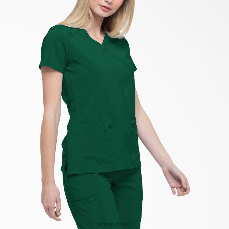 EDS Essentials Mock Wrap Scrub Top Women Dickies Hunter Green (HTR) 88T842639 Apparel