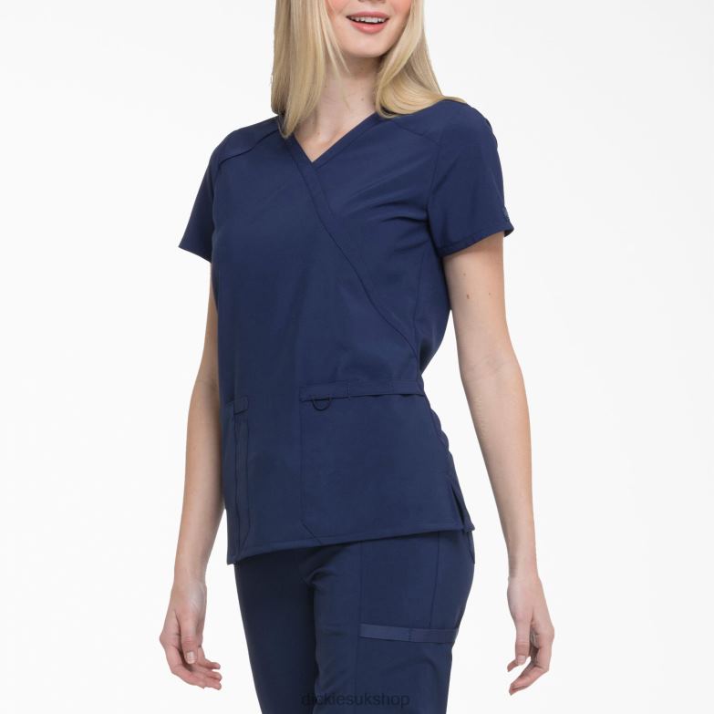 EDS Essentials Mock Wrap Scrub Top Women Dickies Navy Blue (NYPS) 88T842640 Apparel