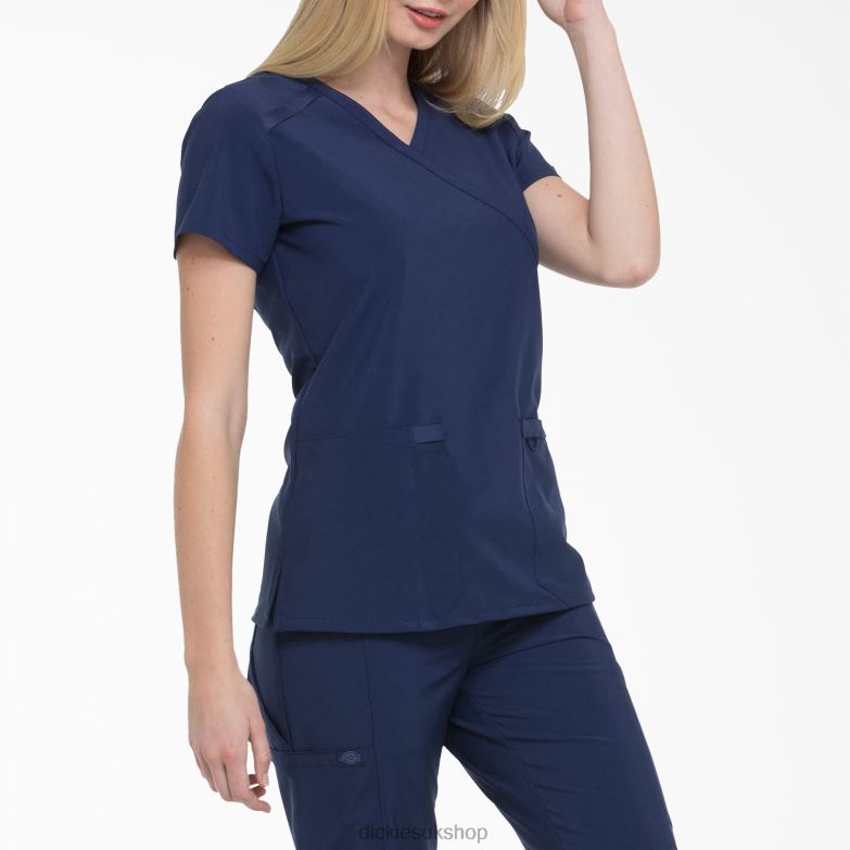 EDS Essentials Mock Wrap Scrub Top Women Dickies Navy Blue (NYPS) 88T842640 Apparel