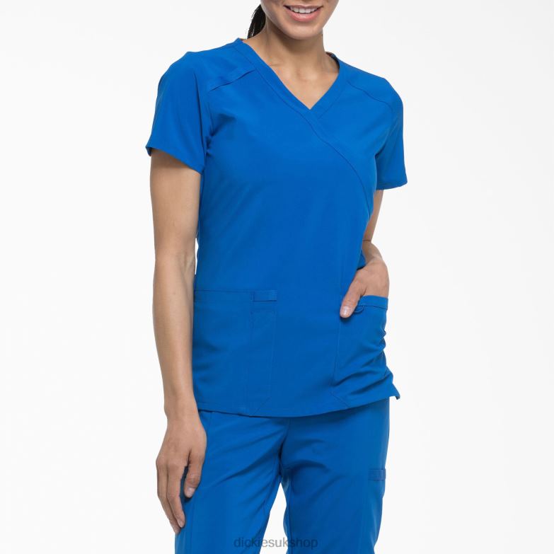 EDS Essentials Mock Wrap Scrub Top Women Dickies Royal Blue (RB) 88T842642 Apparel