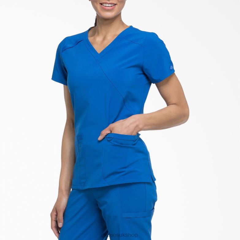 EDS Essentials Mock Wrap Scrub Top Women Dickies Royal Blue (RB) 88T842642 Apparel