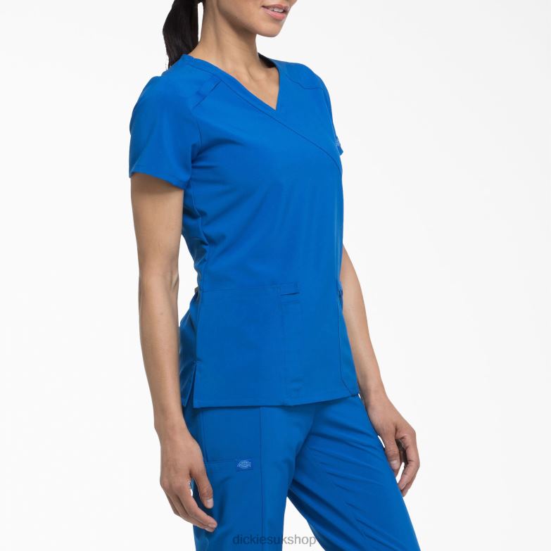 EDS Essentials Mock Wrap Scrub Top Women Dickies Royal Blue (RB) 88T842642 Apparel