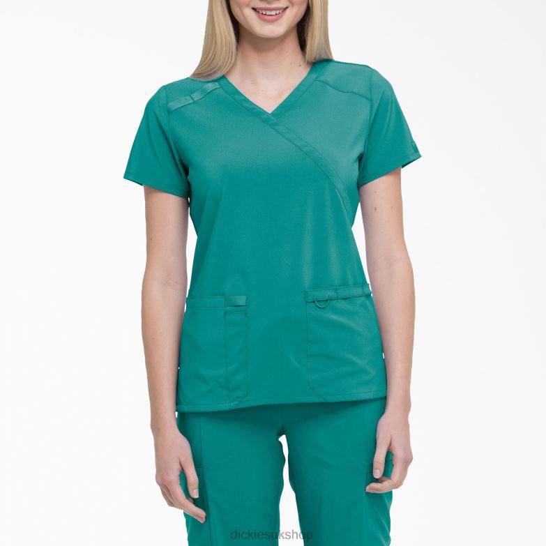 EDS Essentials Mock Wrap Scrub Top Women Dickies Teal (DTL) 88T842636 Apparel