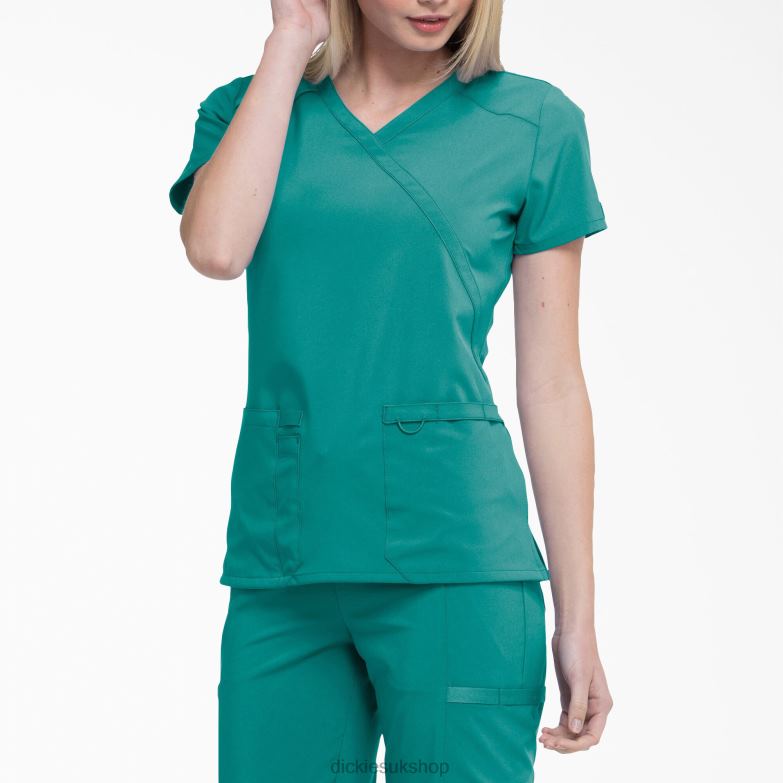 EDS Essentials Mock Wrap Scrub Top Women Dickies Teal (DTL) 88T842636 Apparel