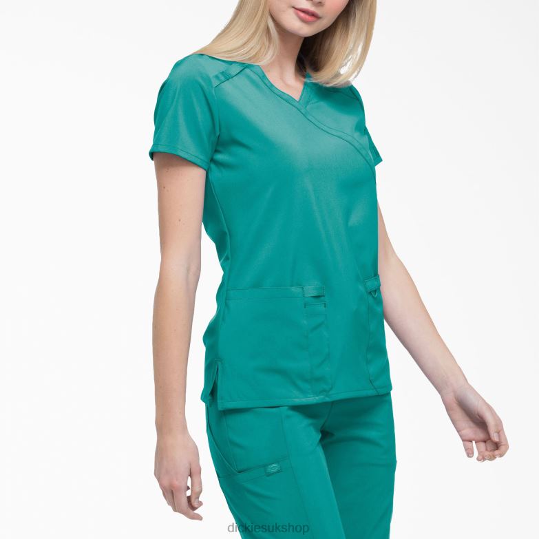EDS Essentials Mock Wrap Scrub Top Women Dickies Teal (DTL) 88T842636 Apparel
