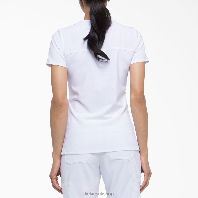 EDS Essentials Mock Wrap Scrub Top Women Dickies White (DWH) 88T842637 Apparel
