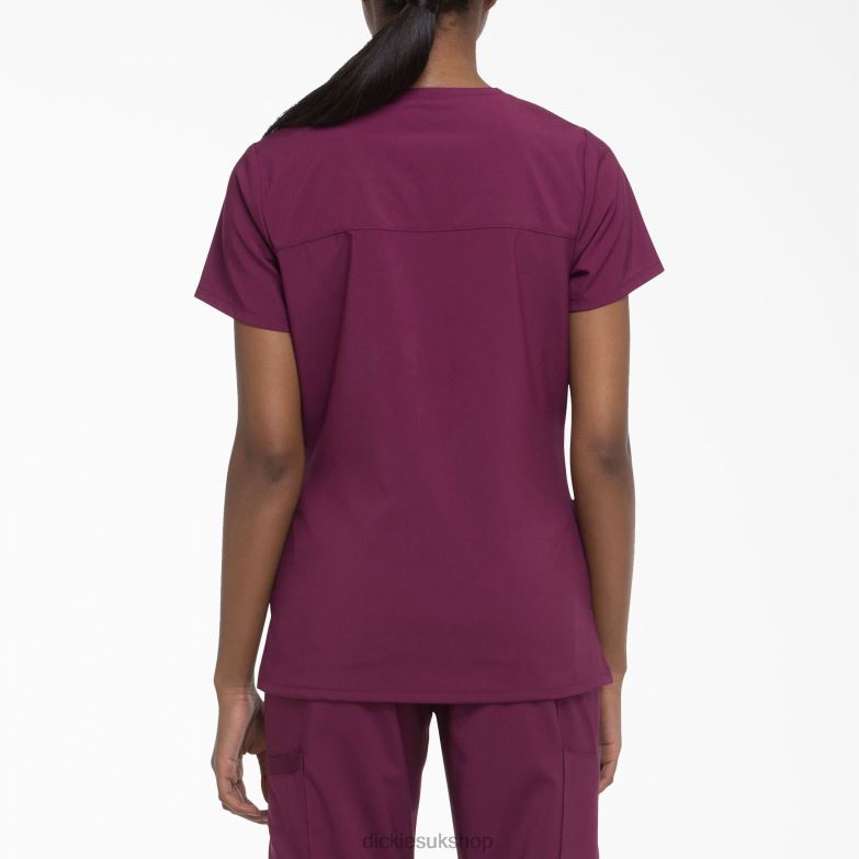 EDS Essentials Mock Wrap Scrub Top Women Dickies Wine (WIN) 88T842643 Apparel