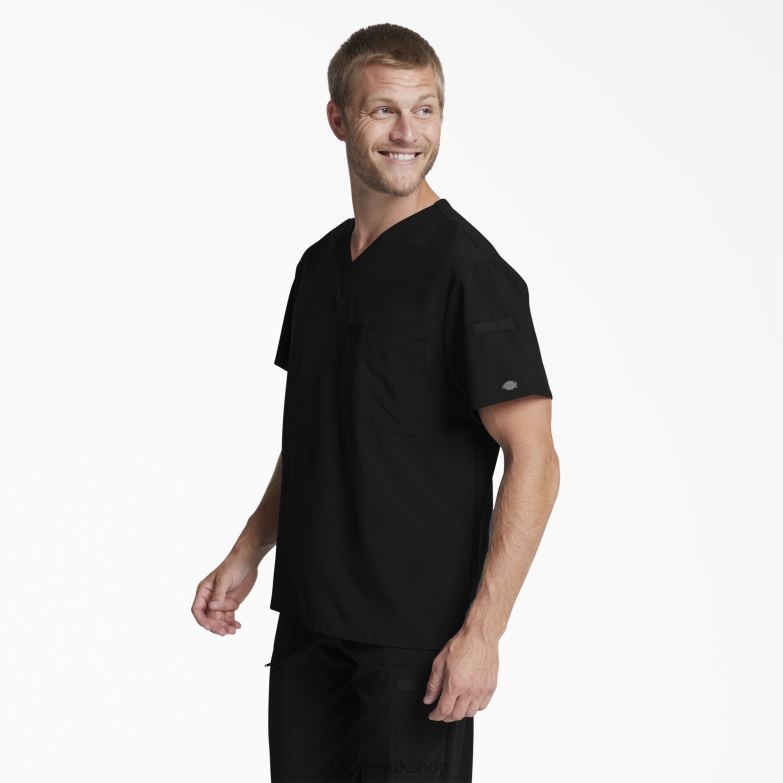EDS Essentials V-Neck Scrub Top Men Dickies Black (BLK) 88T841322 Apparel