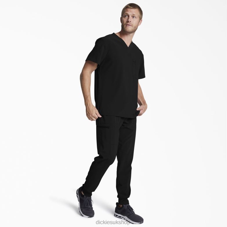 EDS Essentials V-Neck Scrub Top Men Dickies Black (BLK) 88T841322 Apparel