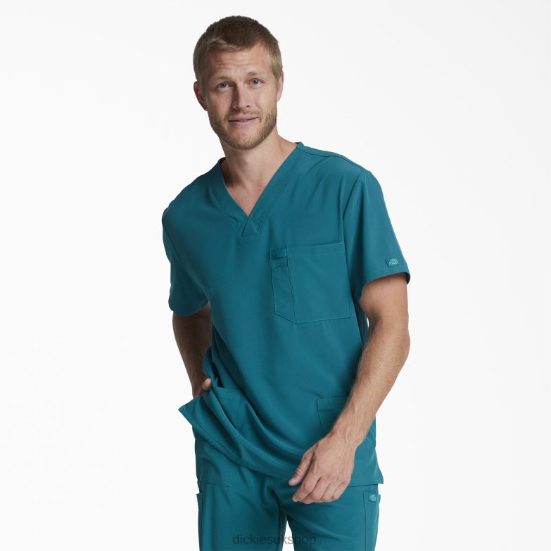 EDS Essentials V-Neck Scrub Top Men Dickies Caribbean Blue (CRB) 88T841324 Apparel