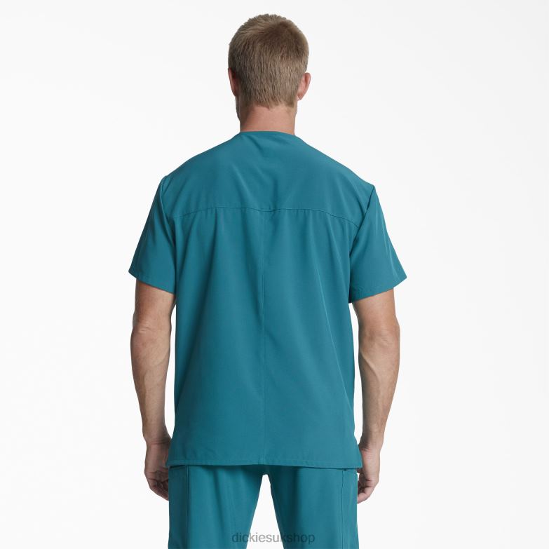 EDS Essentials V-Neck Scrub Top Men Dickies Caribbean Blue (CRB) 88T841324 Apparel