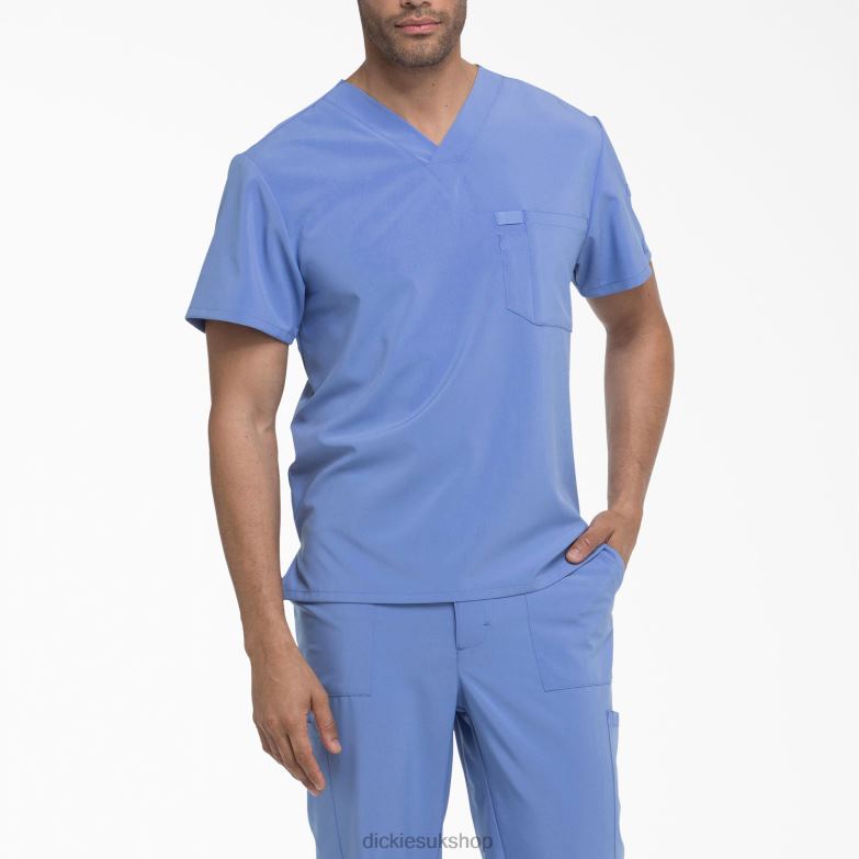 EDS Essentials V-Neck Scrub Top Men Dickies Ceil Blue (CBL) 88T841323 Apparel