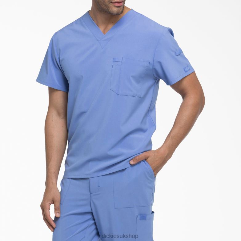 EDS Essentials V-Neck Scrub Top Men Dickies Ceil Blue (CBL) 88T841323 Apparel