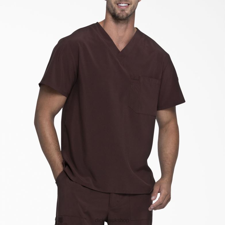 EDS Essentials V-Neck Scrub Top Men Dickies Espresso (ESR) 88T841327 Apparel