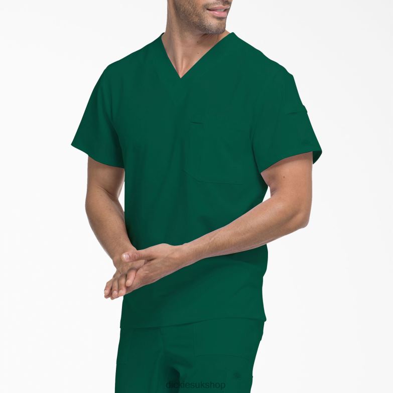 EDS Essentials V-Neck Scrub Top Men Dickies Hunter Green (HTR) 88T841329 Apparel