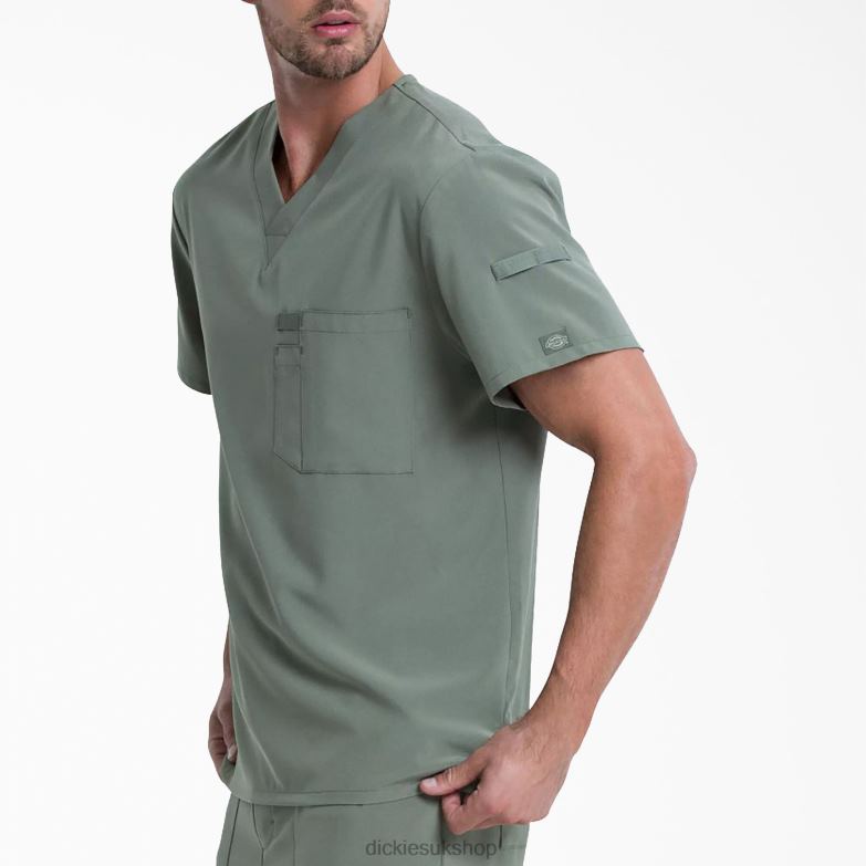 EDS Essentials V-Neck Scrub Top Men Dickies Olive Green (OLI) 88T841331 Apparel