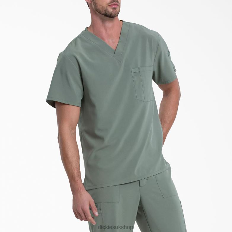 EDS Essentials V-Neck Scrub Top Men Dickies Olive Green (OLI) 88T841331 Apparel