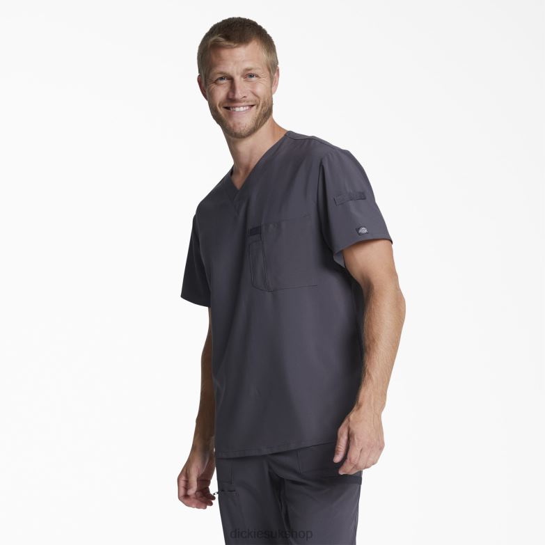 EDS Essentials V-Neck Scrub Top Men Dickies Pewter Gray (PEW) 88T841332 Apparel