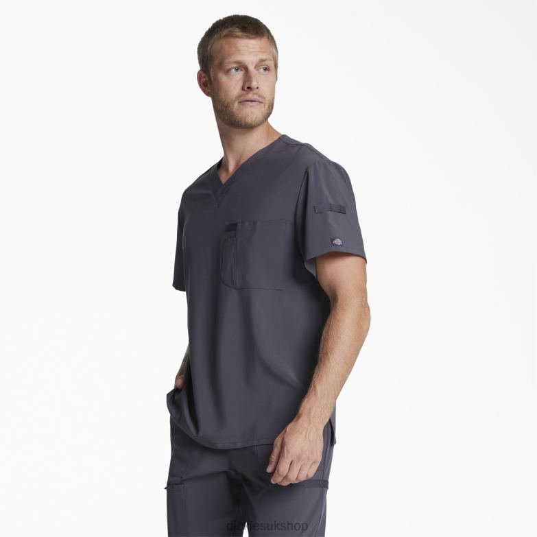EDS Essentials V-Neck Scrub Top Men Dickies Pewter Gray (PEW) 88T841332 Apparel