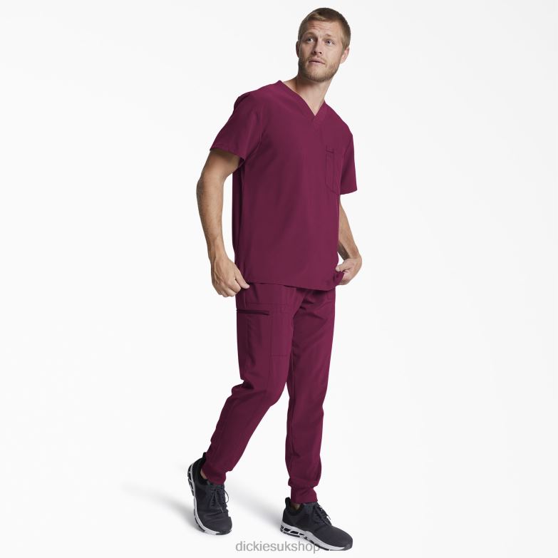 EDS Essentials V-Neck Scrub Top Men Dickies Wine (WIN) 88T841335 Apparel