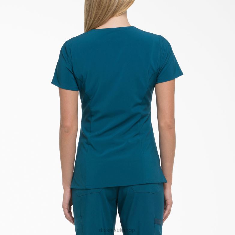 EDS Essentials V-Neck Scrub Top Women Dickies Caribbean Blue (CRB) 88T842446 Apparel