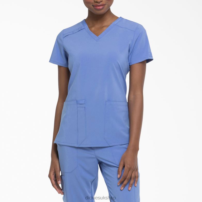 EDS Essentials V-Neck Scrub Top Women Dickies Ceil Blue (CBL) 88T842445 Apparel