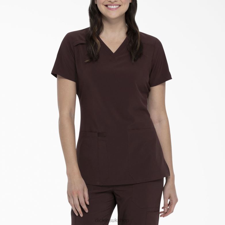 EDS Essentials V-Neck Scrub Top Women Dickies Espresso (ESR) 88T842449 Apparel