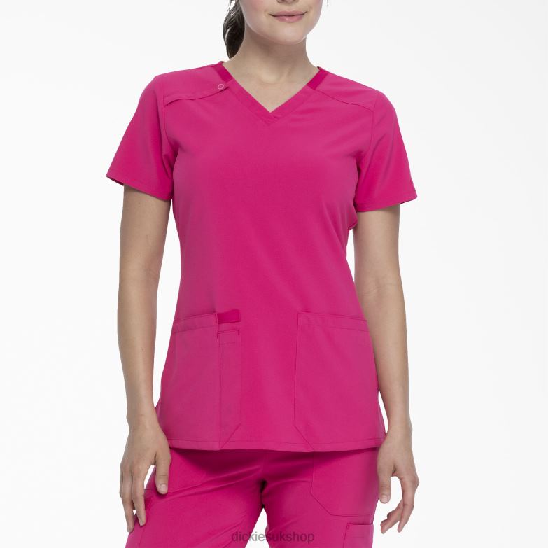 EDS Essentials V-Neck Scrub Top Women Dickies Hot Pink (HPK) 88T842452 Apparel