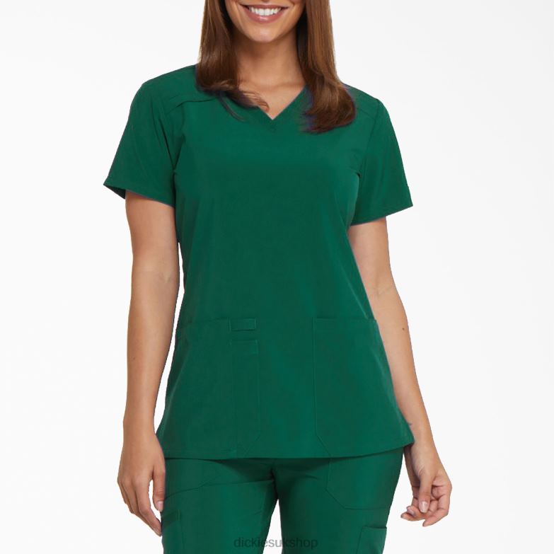 EDS Essentials V-Neck Scrub Top Women Dickies Hunter Green (HTR) 88T842453 Apparel