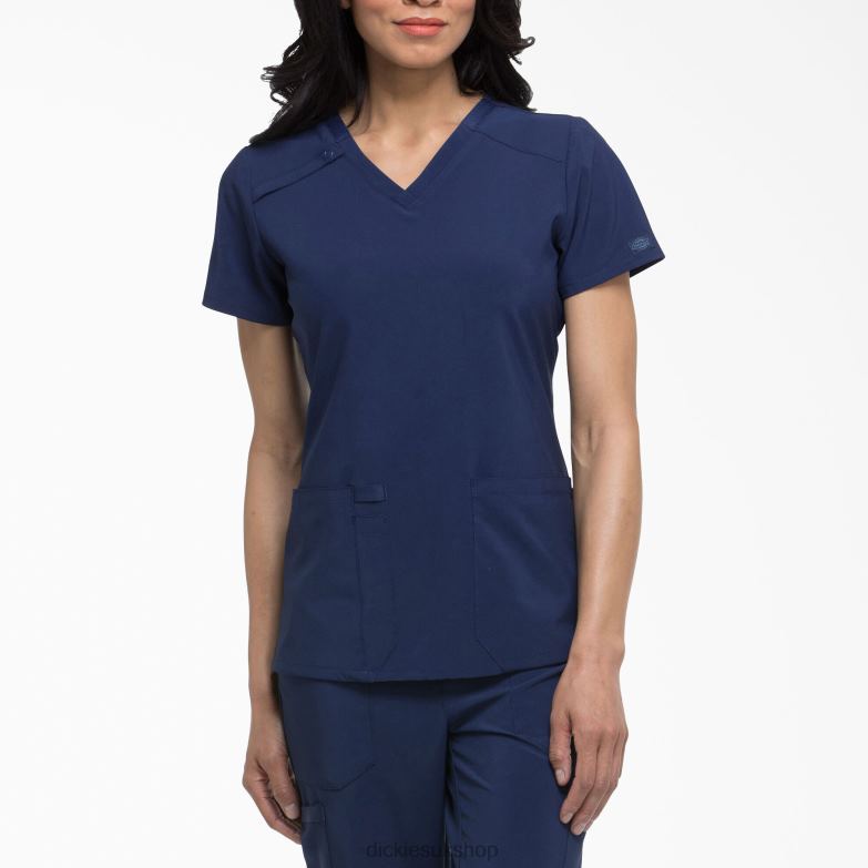 EDS Essentials V-Neck Scrub Top Women Dickies Navy Blue (NYPS) 88T842454 Apparel