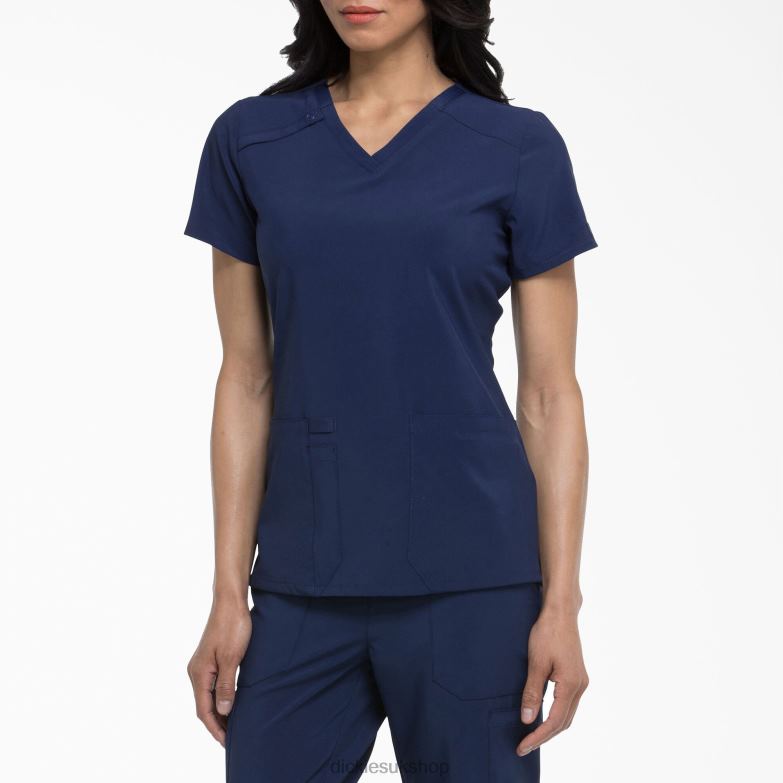 EDS Essentials V-Neck Scrub Top Women Dickies Navy Blue (NYPS) 88T842454 Apparel
