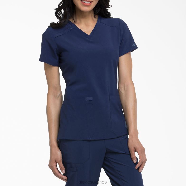 EDS Essentials V-Neck Scrub Top Women Dickies Navy Blue (NYPS) 88T842454 Apparel