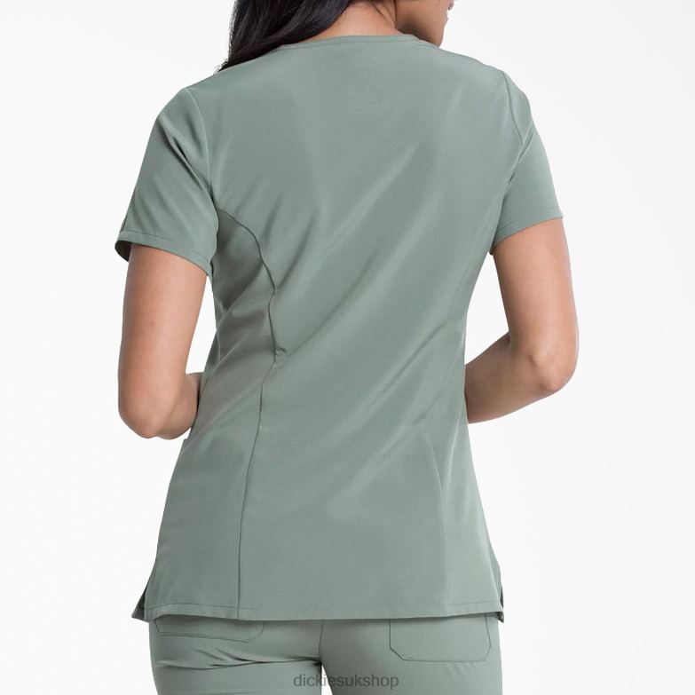 EDS Essentials V-Neck Scrub Top Women Dickies Olive Green (OLI) 88T842455 Apparel