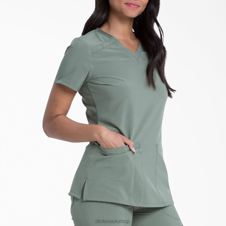 EDS Essentials V-Neck Scrub Top Women Dickies Olive Green (OLI) 88T842455 Apparel