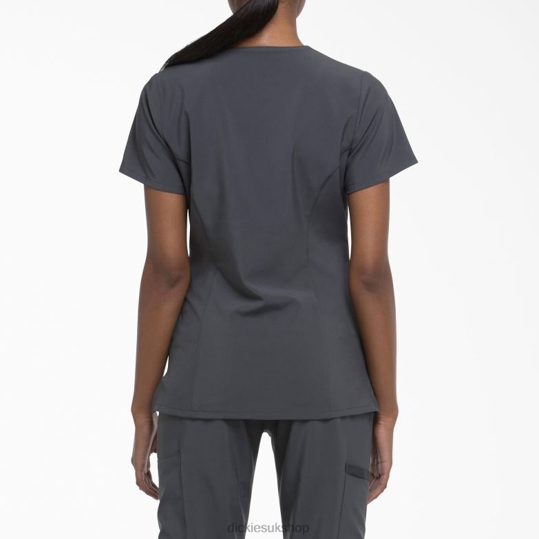 EDS Essentials V-Neck Scrub Top Women Dickies Pewter Gray (PEW) 88T842456 Apparel