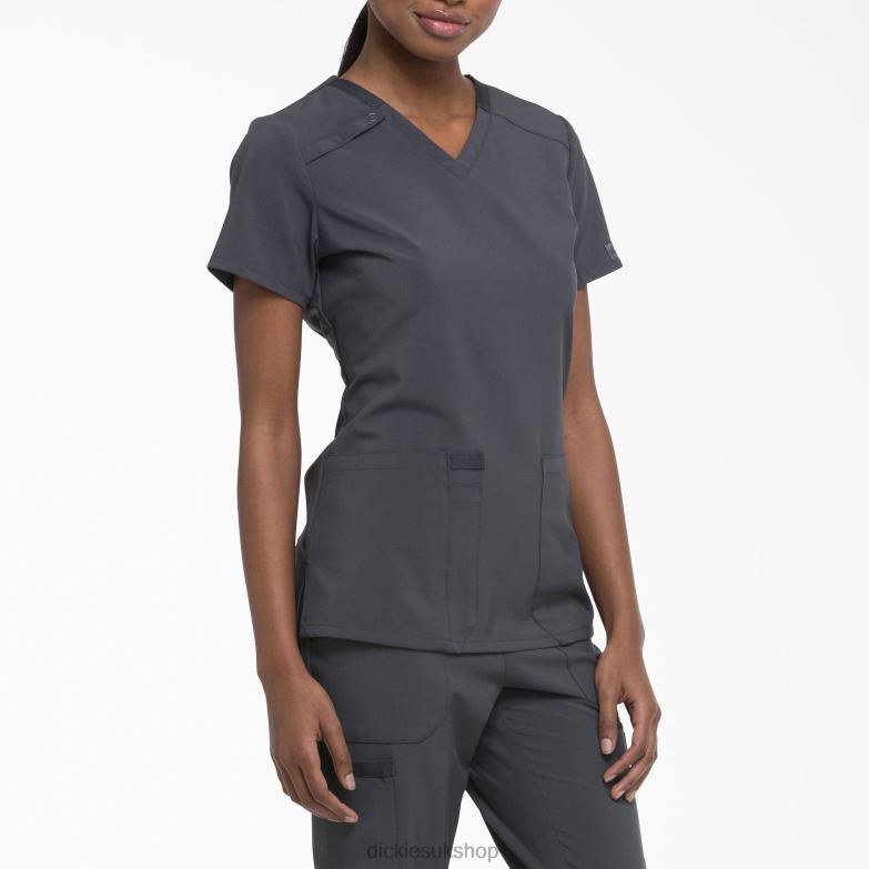 EDS Essentials V-Neck Scrub Top Women Dickies Pewter Gray (PEW) 88T842456 Apparel
