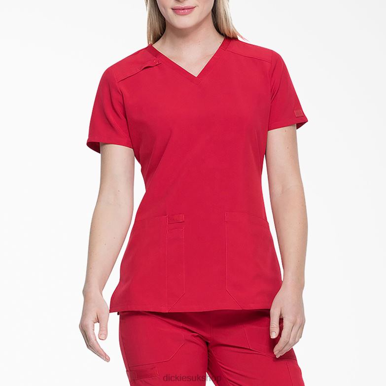 EDS Essentials V-Neck Scrub Top Women Dickies Red (RD) 88T842458 Apparel