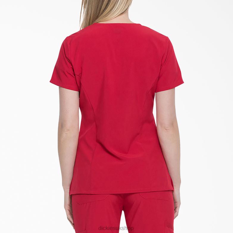 EDS Essentials V-Neck Scrub Top Women Dickies Red (RD) 88T842458 Apparel