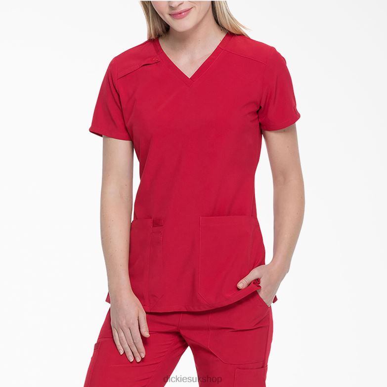 EDS Essentials V-Neck Scrub Top Women Dickies Red (RD) 88T842458 Apparel