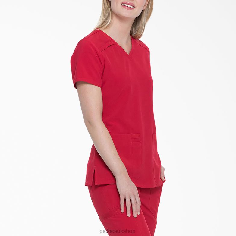 EDS Essentials V-Neck Scrub Top Women Dickies Red (RD) 88T842458 Apparel