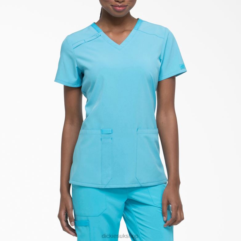 EDS Essentials V-Neck Scrub Top Women Dickies Turquoise (TQ) 88T842459 Apparel