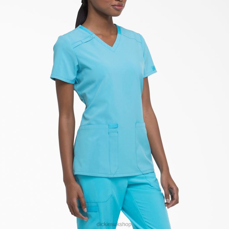 EDS Essentials V-Neck Scrub Top Women Dickies Turquoise (TQ) 88T842459 Apparel